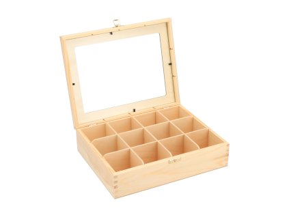 Holzbox mit Glas – 12 Fächer