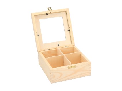 Holzbox mit Glas – 4 Fächer