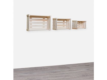 Regal aus kleinen Holzkisten Kiefer