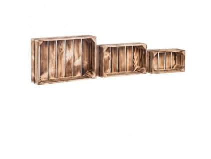 Regal aus geflammten Holzkisten Fichte
