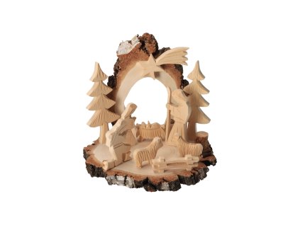 Krippe aus Holz mit Rinde XXIX
