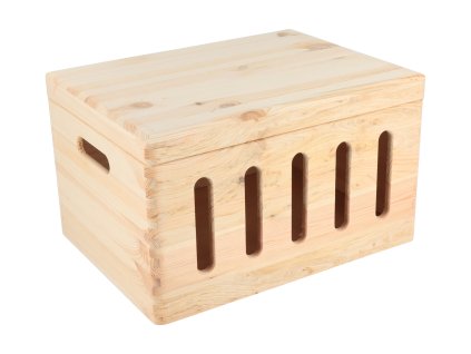 Holzbox mit Aussparungen und Deckel 40 x 30 x 23 cm