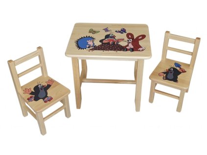 Kindertisch aus Holz mit Stühlen – Der kleine Maulwurf