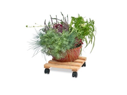 Quadratischer Holzsockel mit Rädern