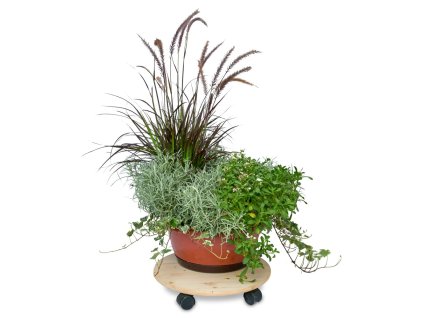 Runder Holzsockel mit Rädern