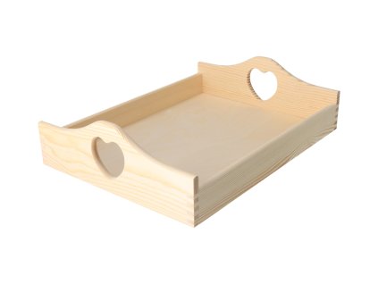 Serviertablett aus Holz 40 x 30 cm mit Herz