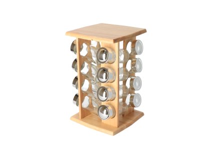 Holzständer mit Gewürzgläsern 16 Stück – Chrom