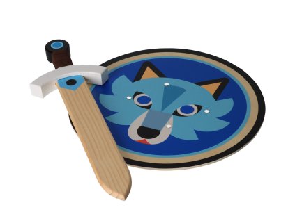 Holzschild mit Schwert – Wolf