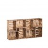Bücherregal aus geflammten Holzkisten 70 x 140 x 24 cm