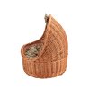 Hundebett aus Weide mit Baldachin – natur mit beiger Schleife