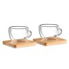 Set aus zwei 90-ml-Thermotassen mit Bambusuntersetzer